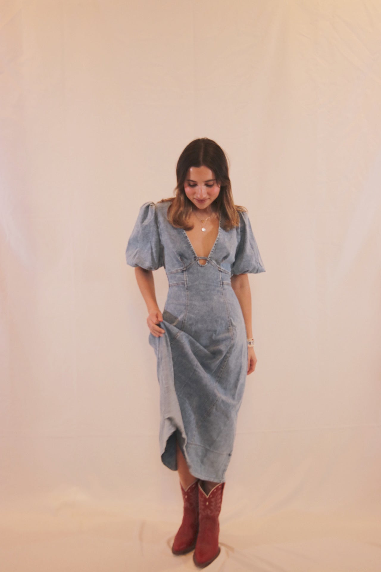 turning heads denim dress