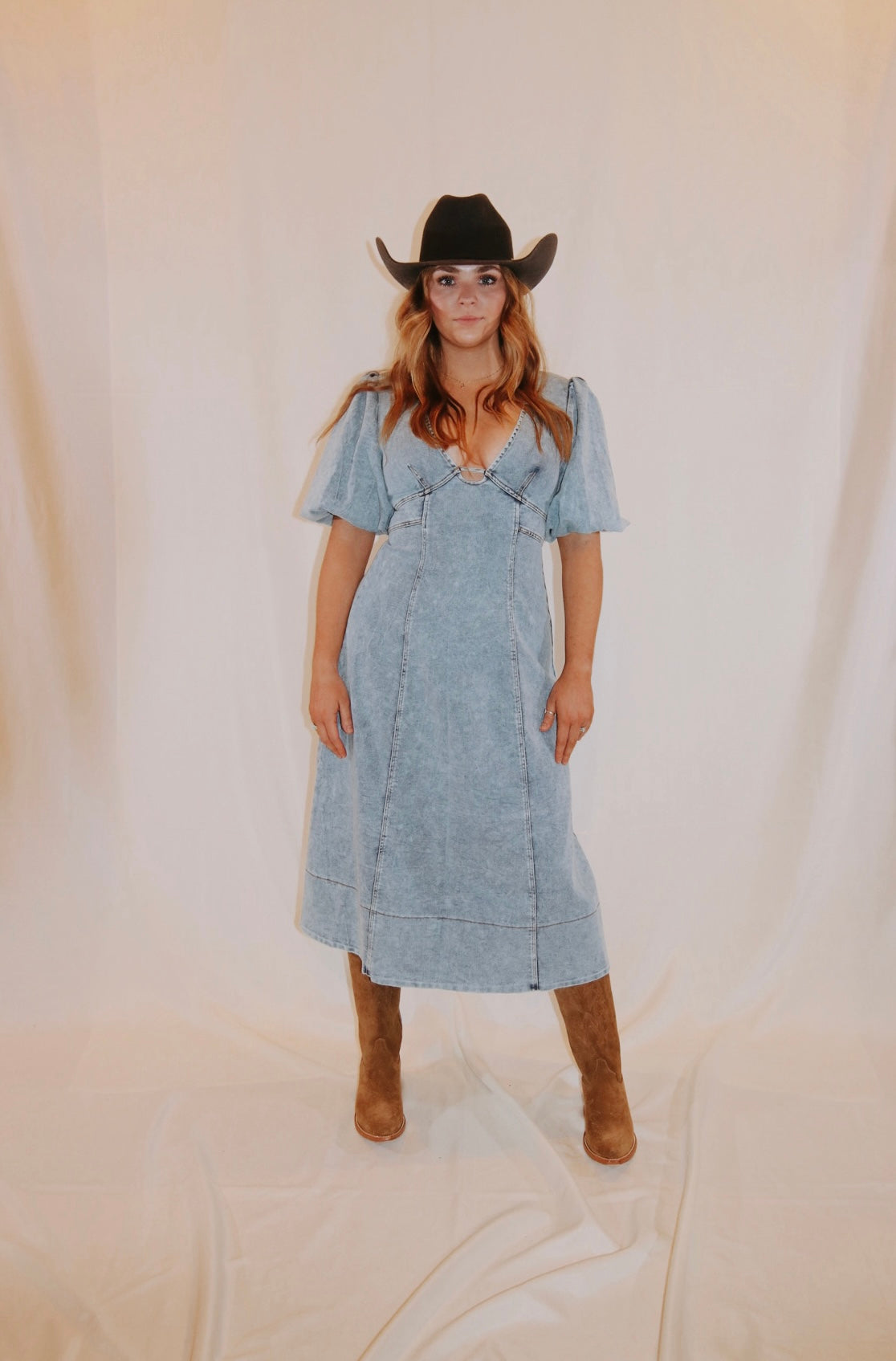 turning heads denim dress